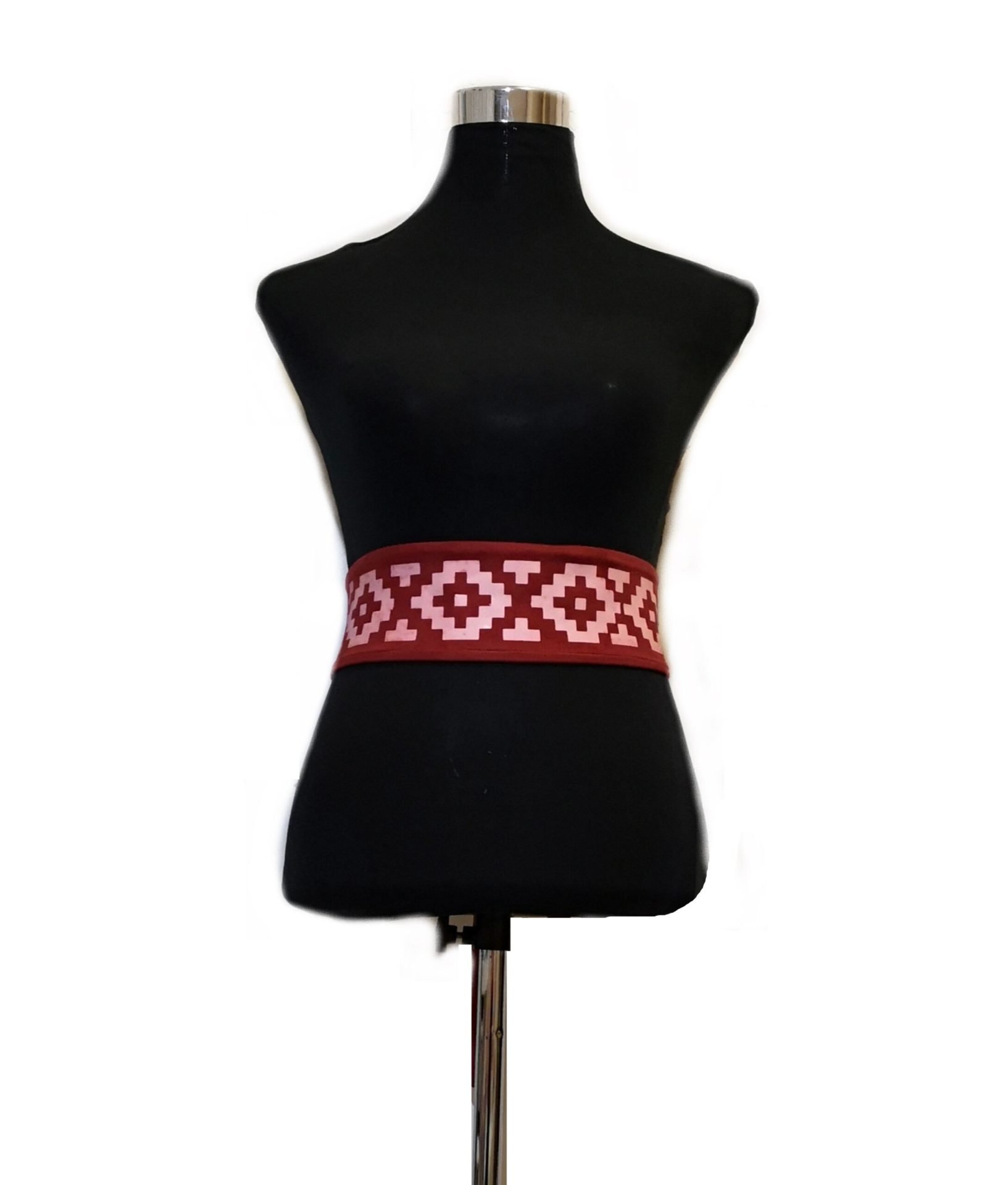 Cinturón Estampado Burdeo Ngümin blanco Mapuche