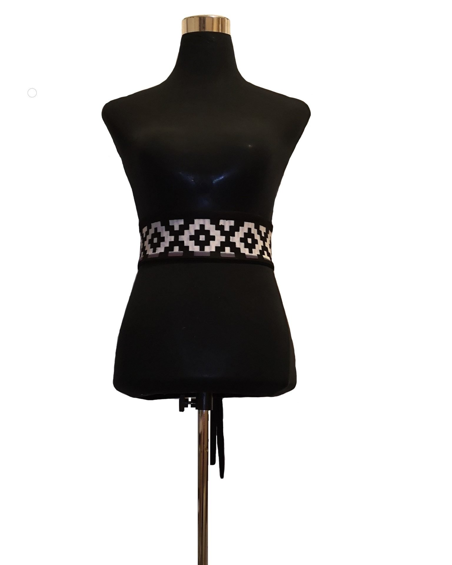 Cinturón Estampado Negro Ngümin blanco Mapuche