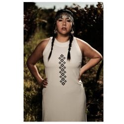 Vestido Yancol Blanco largo con iconografia