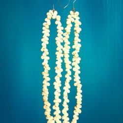 Aros largos con conchitas pipi blanco Colgantes 10cm
