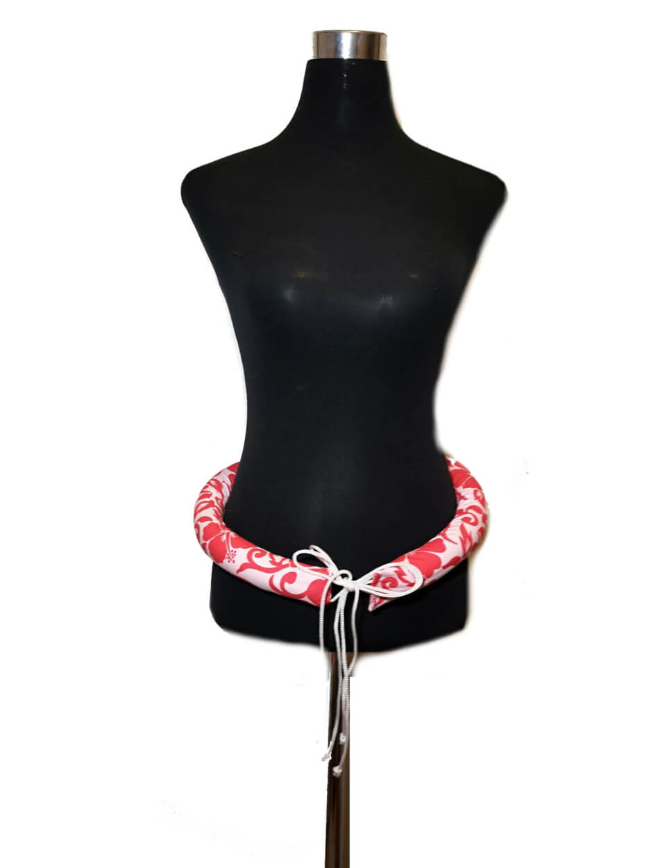 Cinturon De Entrenamiento, Tela Color blanco con hibisco rojo