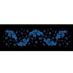 Pareo Corto Napohe flores pajaro negro / azul 1,75X0,6MTS