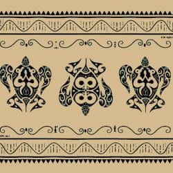 Pareo Napohe Grande Tortuga Beige / Negro 1,75X1,15MTS