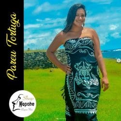 Pareo Napohe Grande Tortuga Negro / blanco 1,75X1,15MTS