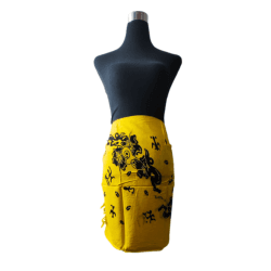 Pareo Corto Napohe flores pajaro amarillo / negro 1,75X0,6MTS