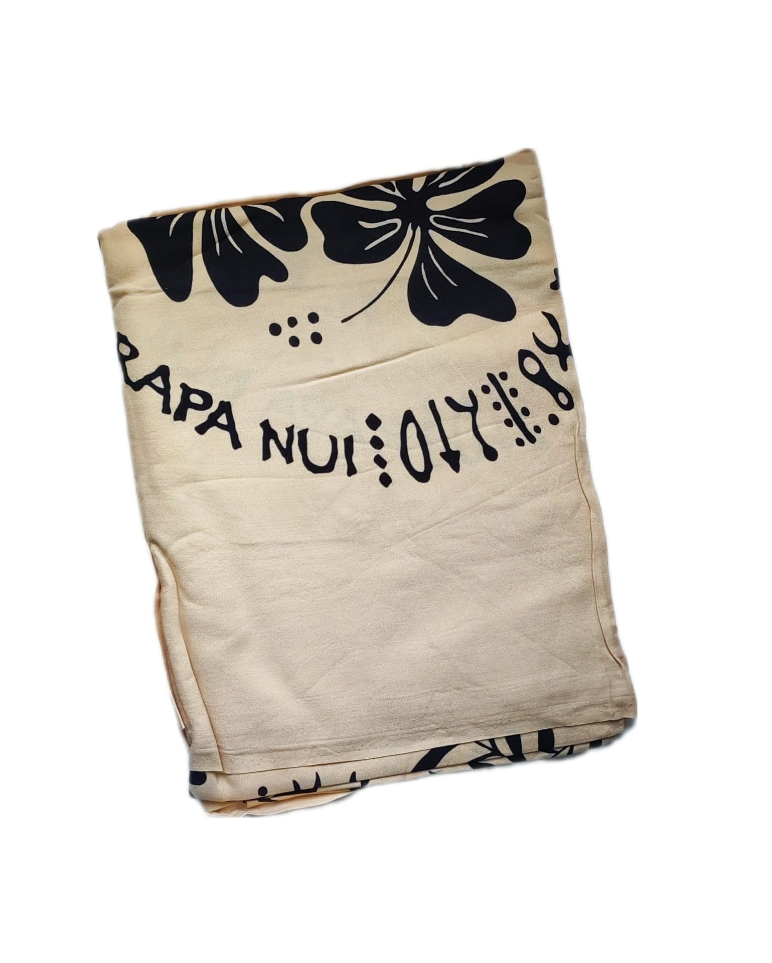 Pareo Hibisco Y Rongo Rongo beige/negro 1,75X1,15MTS - Imagen 2