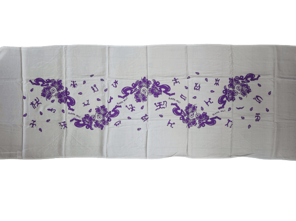 Pareo Corto Napohe flores pajaro blanco / lila 1,75X0,6MTS - Imagen 3