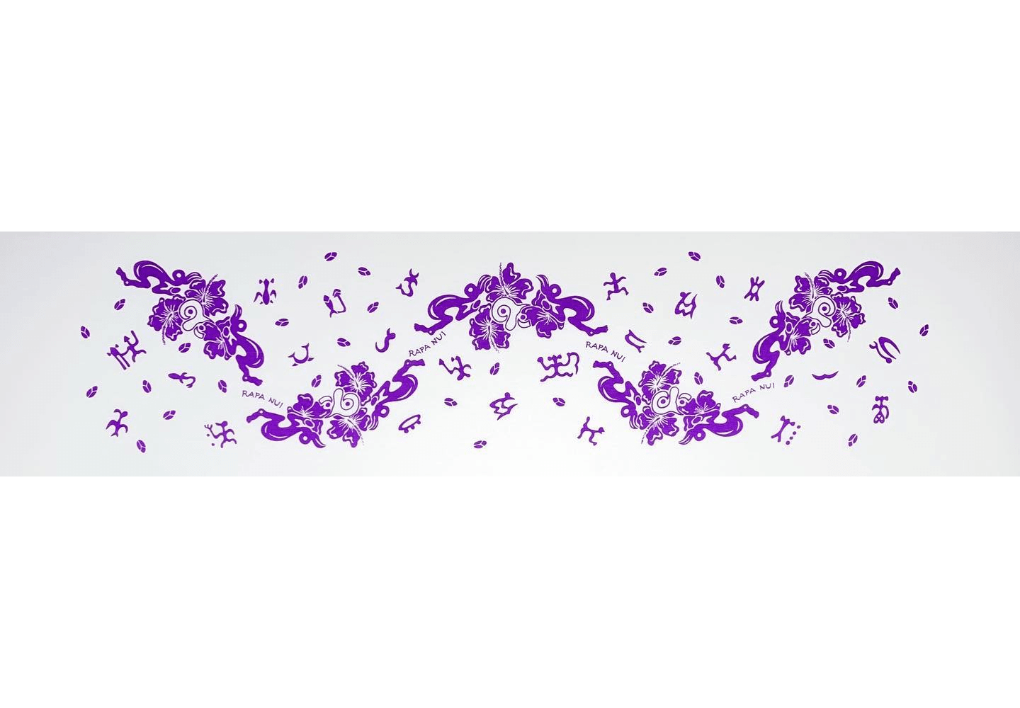 Pareo Corto Napohe flores pajaro blanco / lila 1,75X0,6MTS