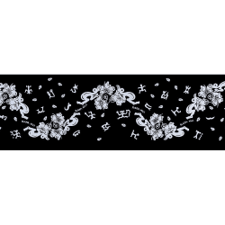 Pareo Corto Napohe flores pajaro negro / blanco 1,75X0,6MTS