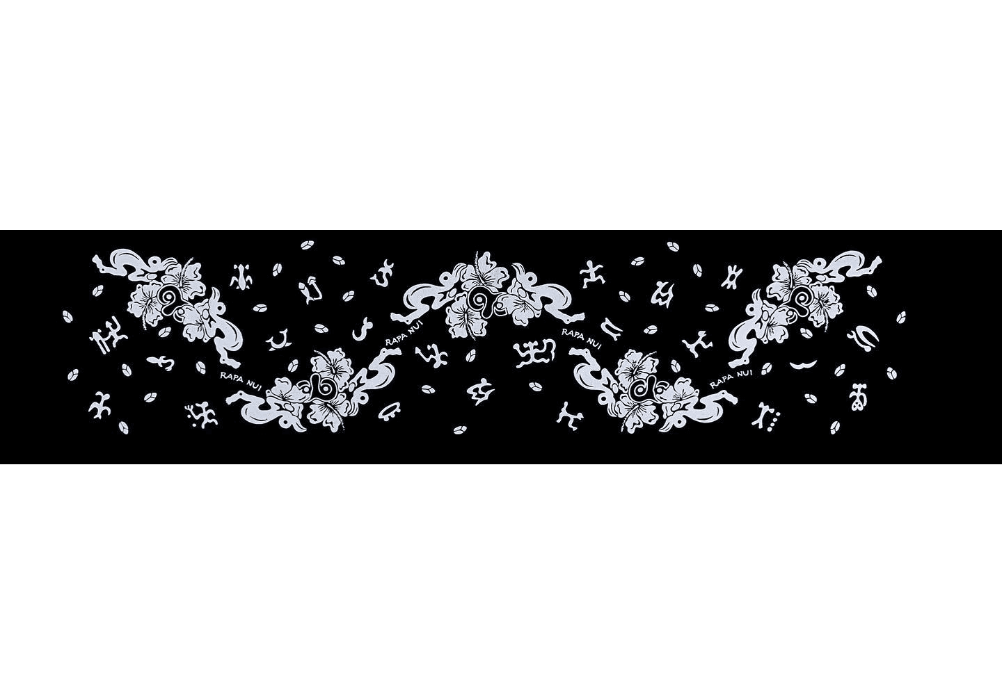 Pareo Corto Napohe flores pajaro negro / blanco 1,75X0,6MTS