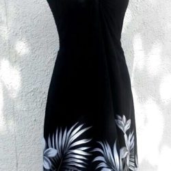 Vestido Mariposa negro L con Tipanie Blanco con gris Polinesico importado  Hawaii
