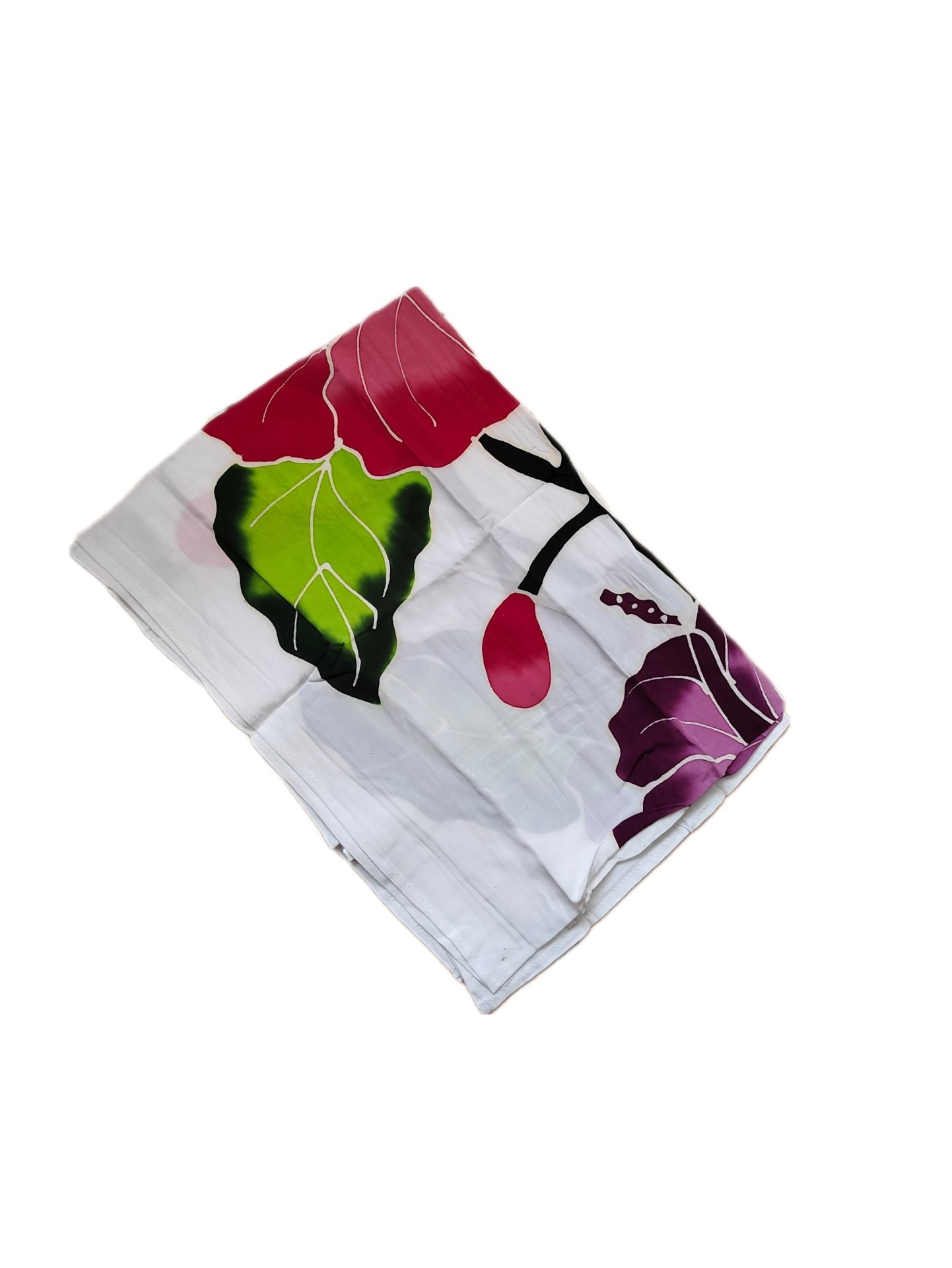 Pareo Corto blanco/ hibisco fucsia y lila Napohe 1,75X0,6MTS - Imagen 3