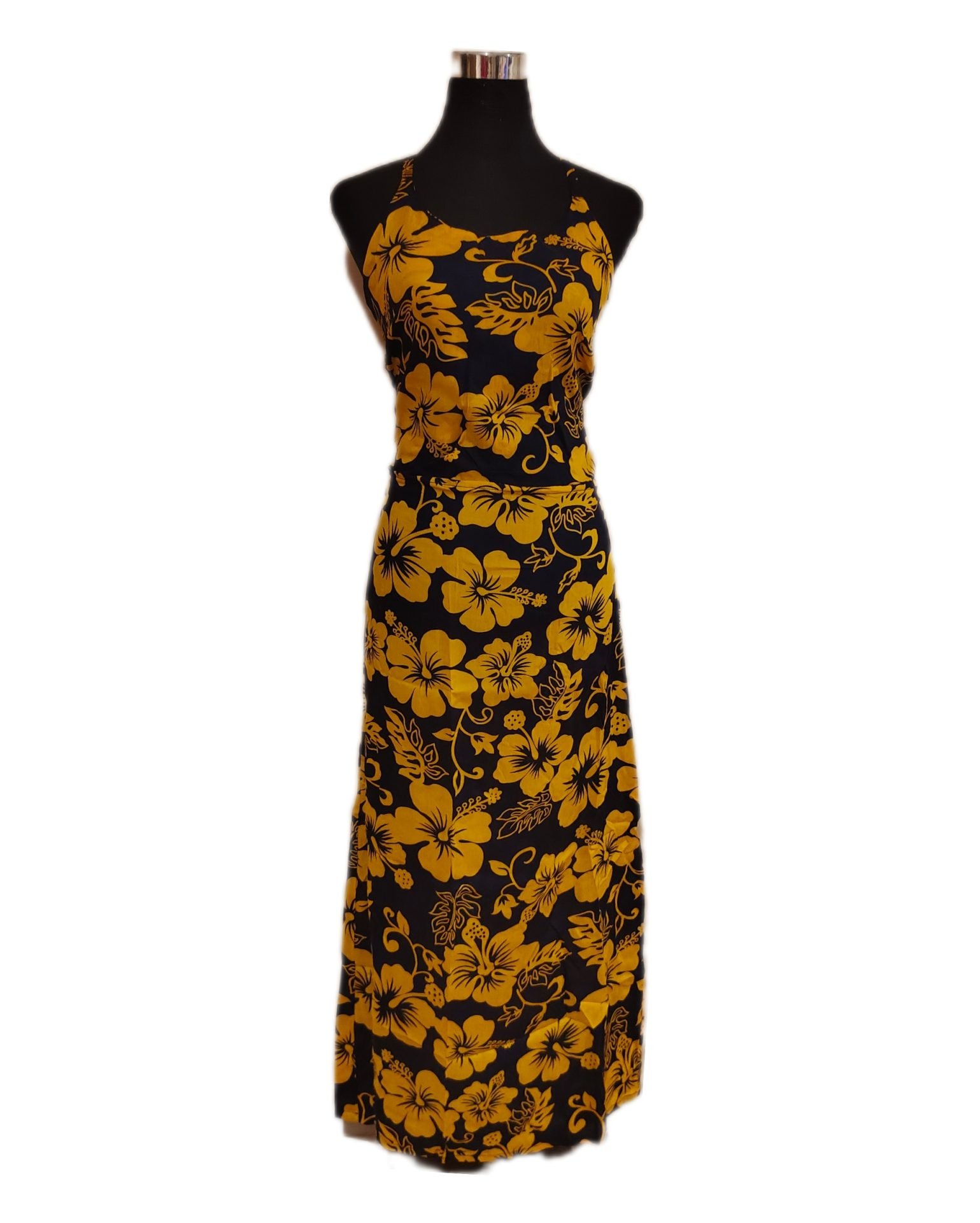 Vestido Marama azul con Hibisco amarillo napohe - Imagen 4