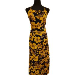 Vestido Marama azul con Hibisco amarillo napohe