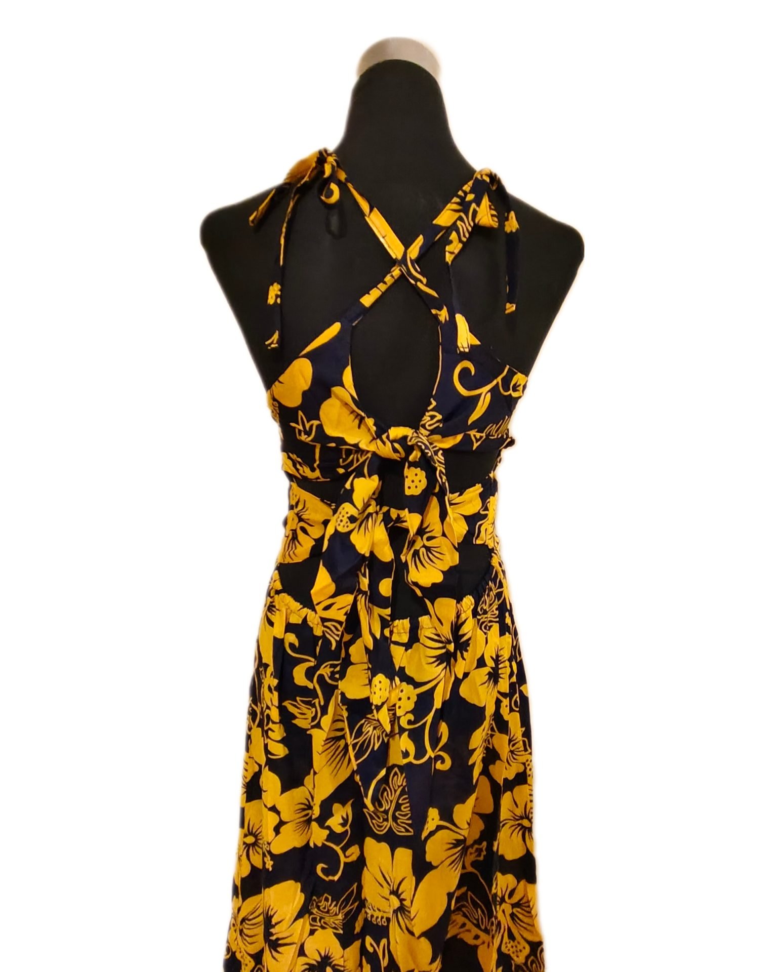 Vestido Marama azul con Hibisco amarillo napohe - Imagen 2