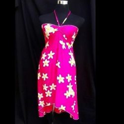 Vestido Polinesico Hawaii Frangipani Pink Talla S