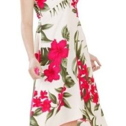 Vestido Mariposa M beige con Tipanie fucsia Polinesico importado Hawaii