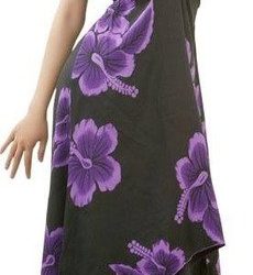 Vestido Mariposa negro con Hibisco Morado Polinesico importado desde Hawaii
