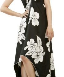 Vestido Mariposa negro con Hibisco Blanco Polinesico importado desde Hawaii Talla S