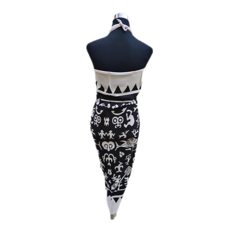 Pareo Blanco con Negro Pef Tradicional Napohe 1,75x1,15mts - Imagen 3