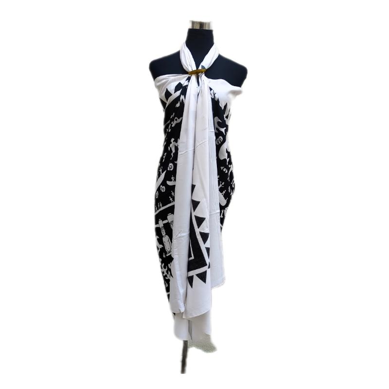 Pareo Blanco con Negro Pef Tradicional Napohe 1,75x1,15mts - Imagen 2