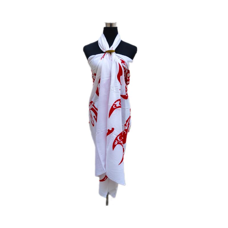 Pareo Blanco con Rojo Iorana Napohe 1,75x1,15mts - Imagen 3