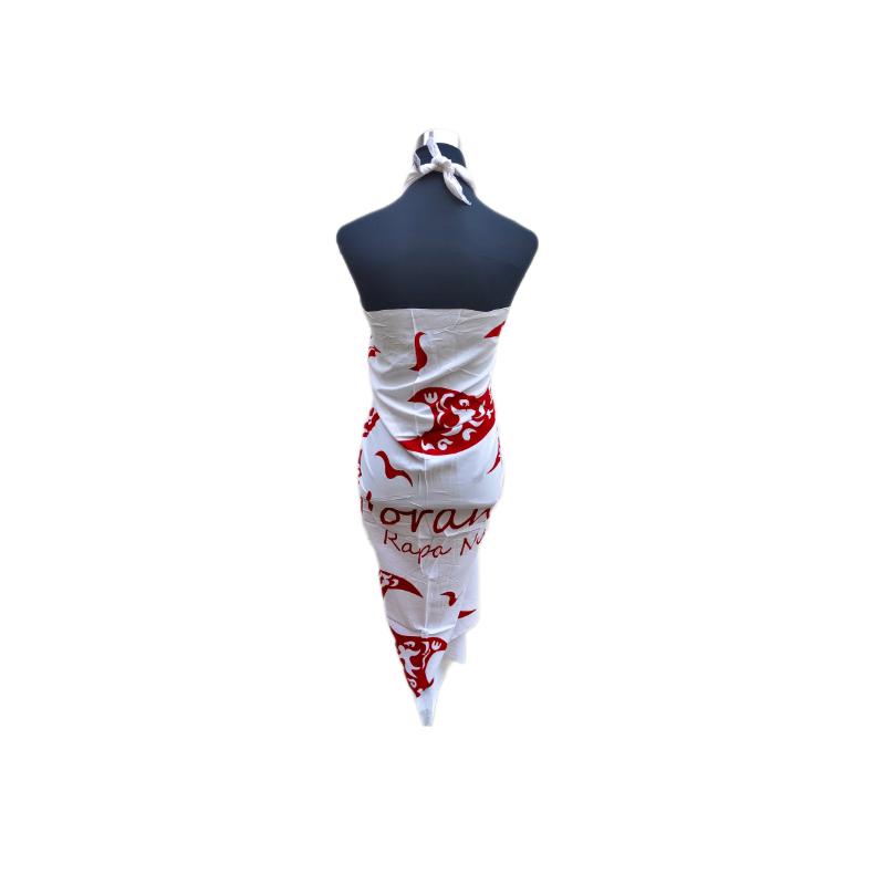 Pareo Blanco con Rojo Iorana Napohe 1,75x1,15mts - Imagen 2