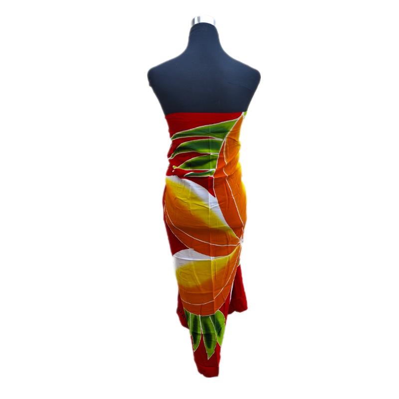 Pareo Rojo con 2 Tipanie Naranja Napohe 1,75x1,15mts - Imagen 3