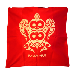 Funda cojin Rojo Gabardina estampada con tortuga 45x45cm
