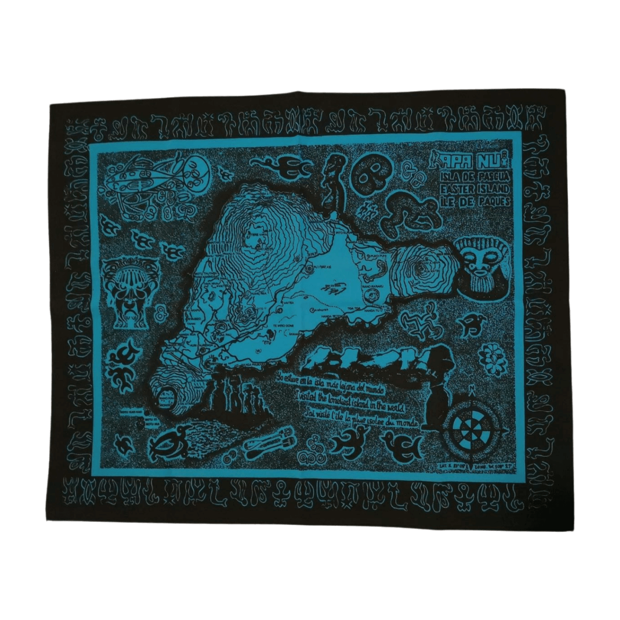 Mapa de tela Isla Rapa Nui Calipso con Negro 60x48,8cm - Imagen 4