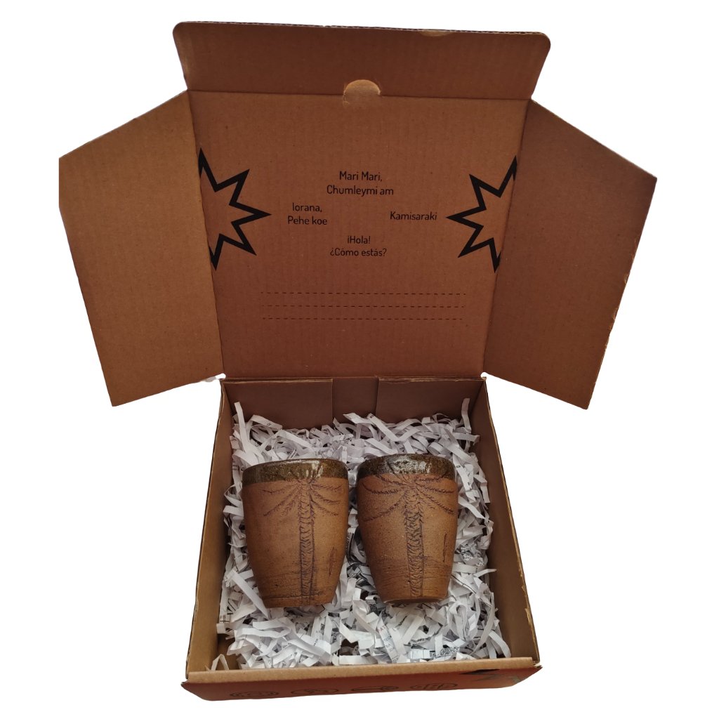 Box Regalo 2 Vasos Rustico Cerámica Pewen - Imagen 5