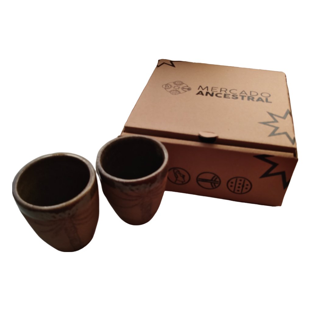 Box Regalo 2 Vasos Rustico Cerámica Pewen - Imagen 2